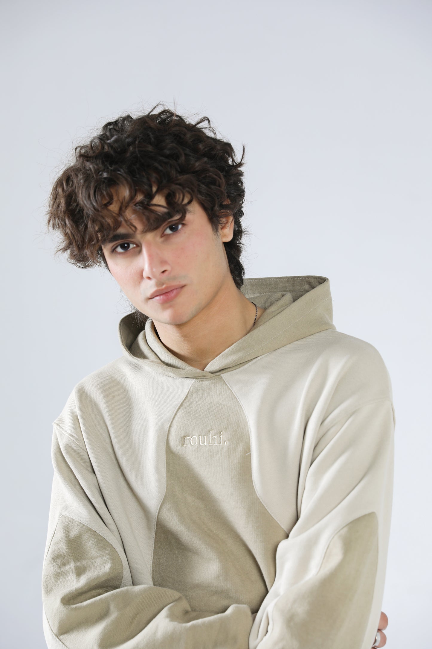 Rouhi Beige Dual-Tone Hoodie