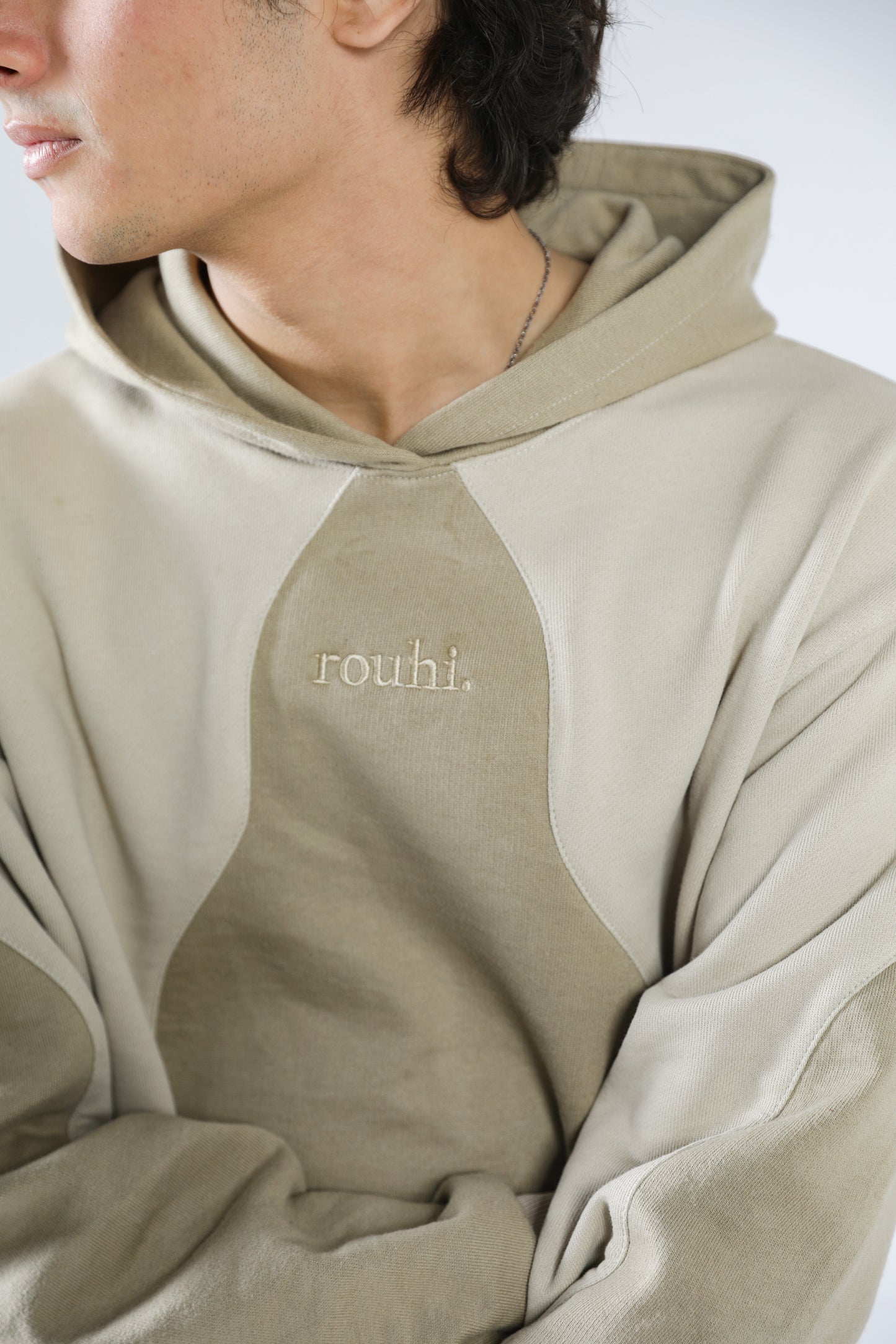 Rouhi Beige Dual-Tone Hoodie