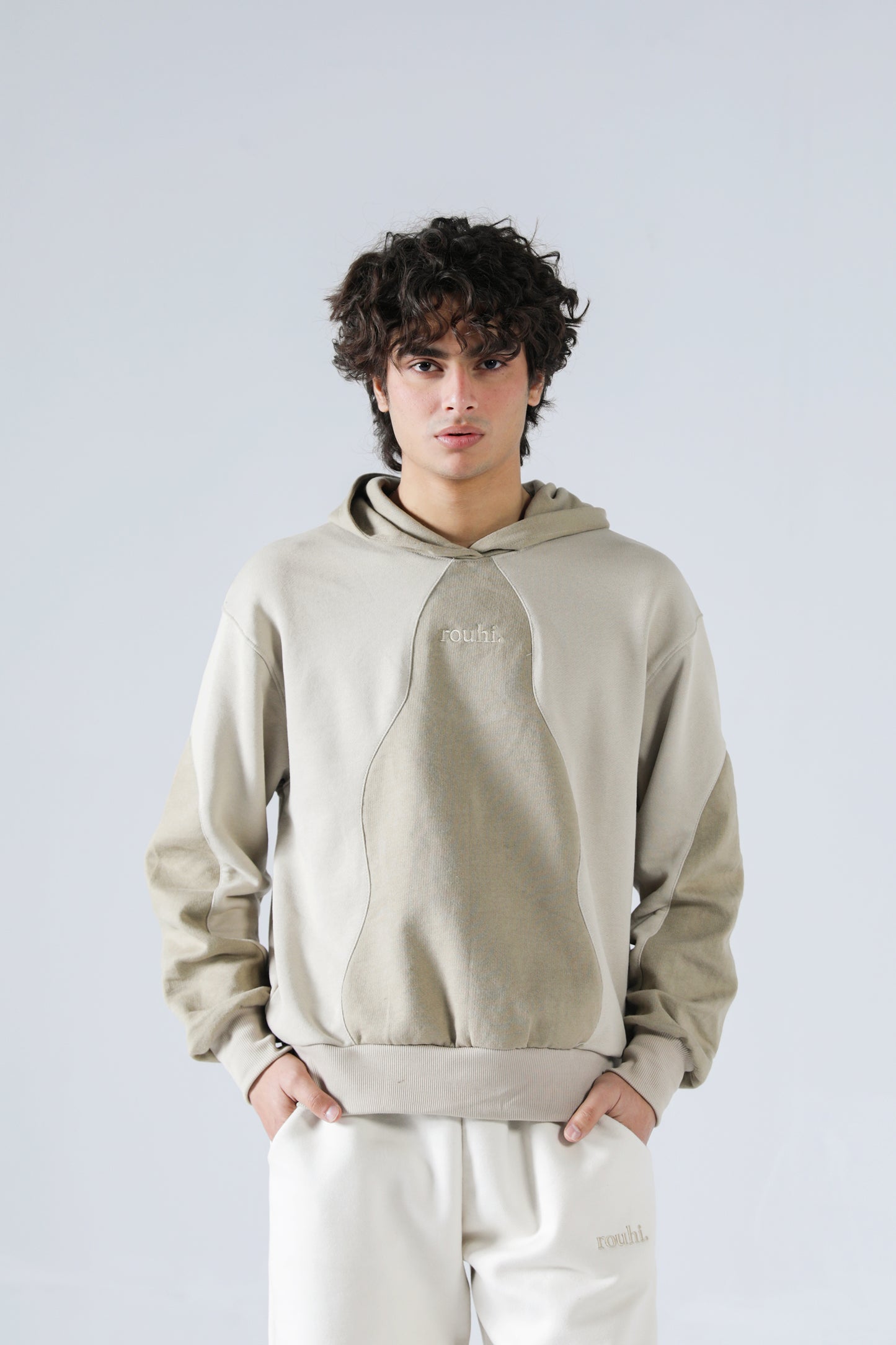Rouhi Beige Dual-Tone Hoodie