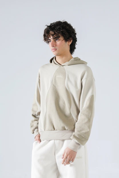 Rouhi Beige Dual-Tone Hoodie