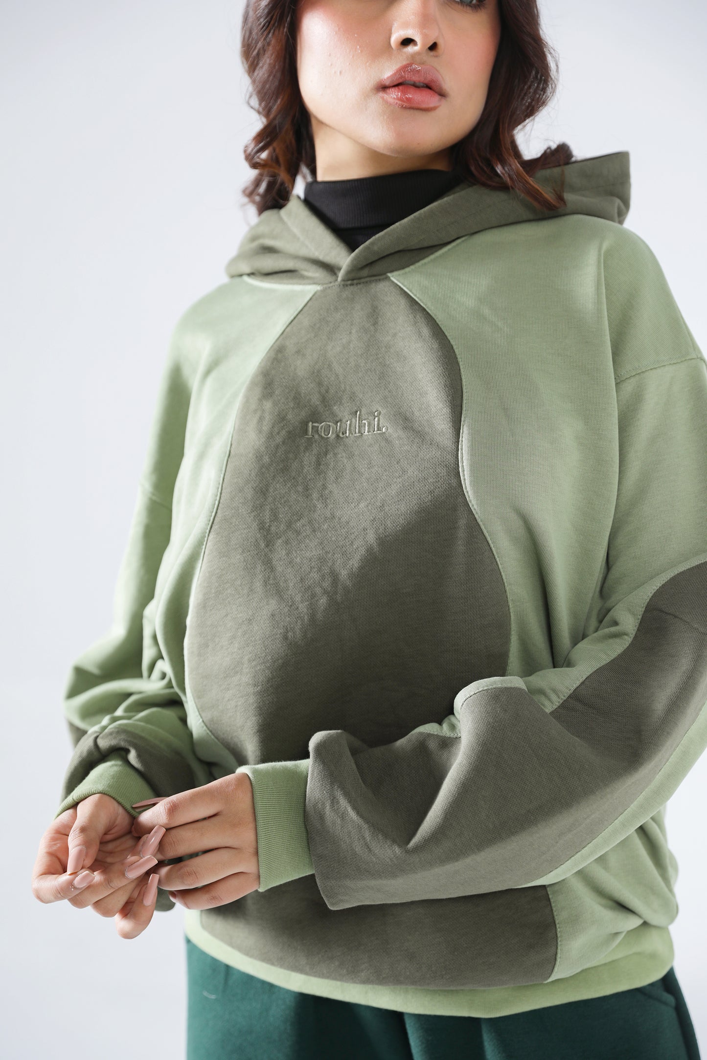 Rouhi Green Dual-tone Hoodie