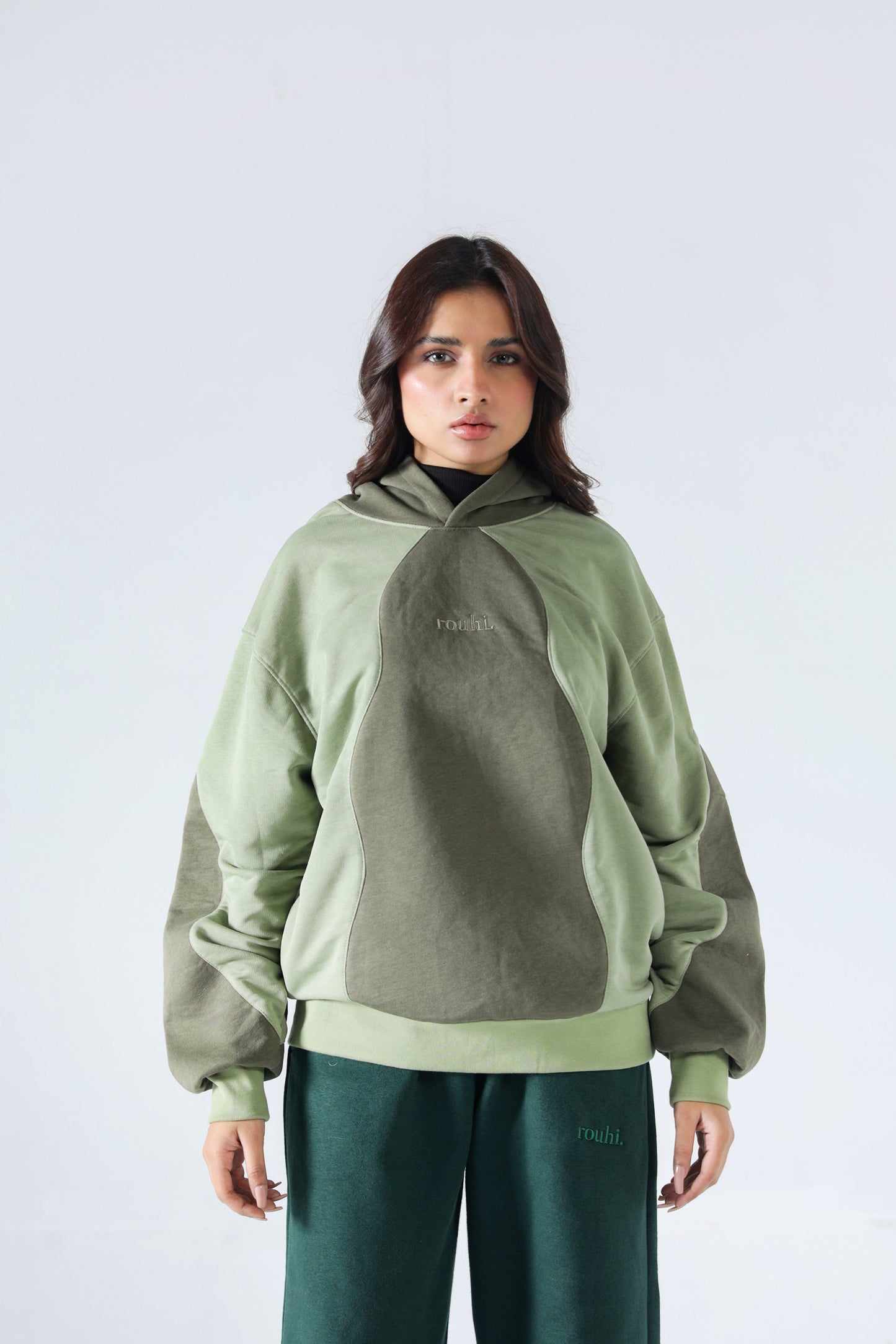 Rouhi Green Dual-tone Hoodie